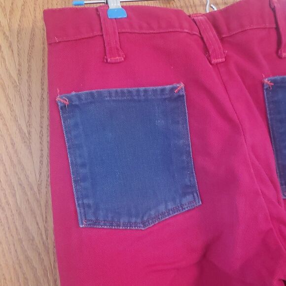 Vintage 1970s Wide-Leg Denim Jeans w/ Star Designed Pockets Sz 30" x 29" - Picture 3 of 7